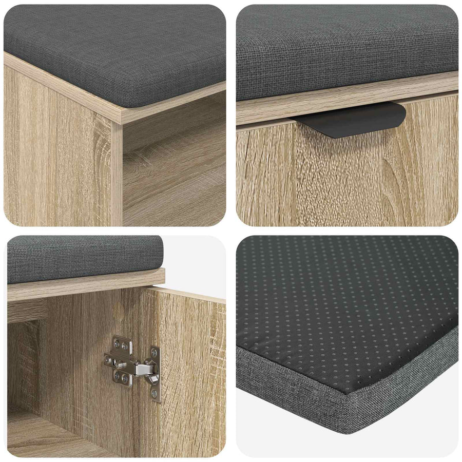 Halbank met kussen Effen Sonoma Eiken 60 x 38 x 46 cm