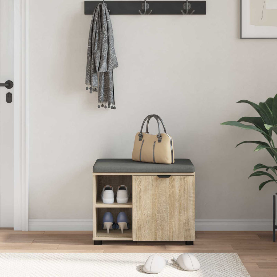 Halbank met kussen Effen Sonoma Eiken 60 x 38 x 46 cm