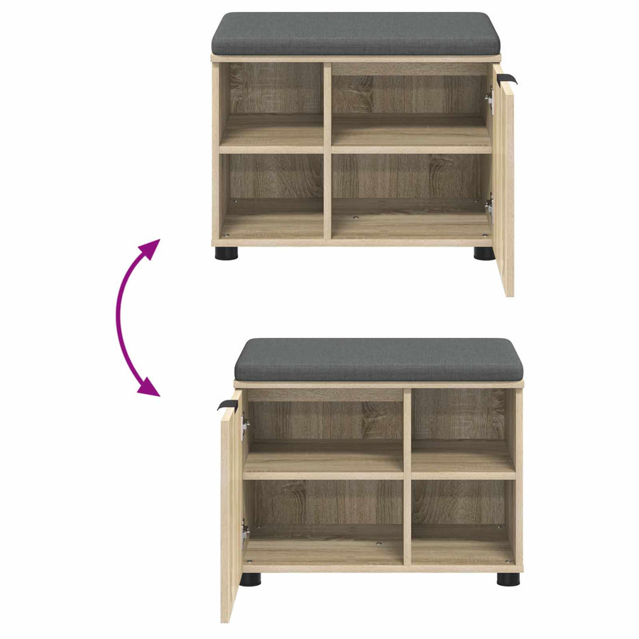 Halbank met kussen Effen Sonoma Eiken 60 x 38 x 46 cm