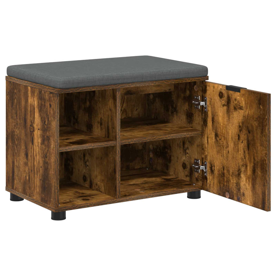 Halbank met kussen Effen Gerookt eiken 60 x 38 x 46 cm