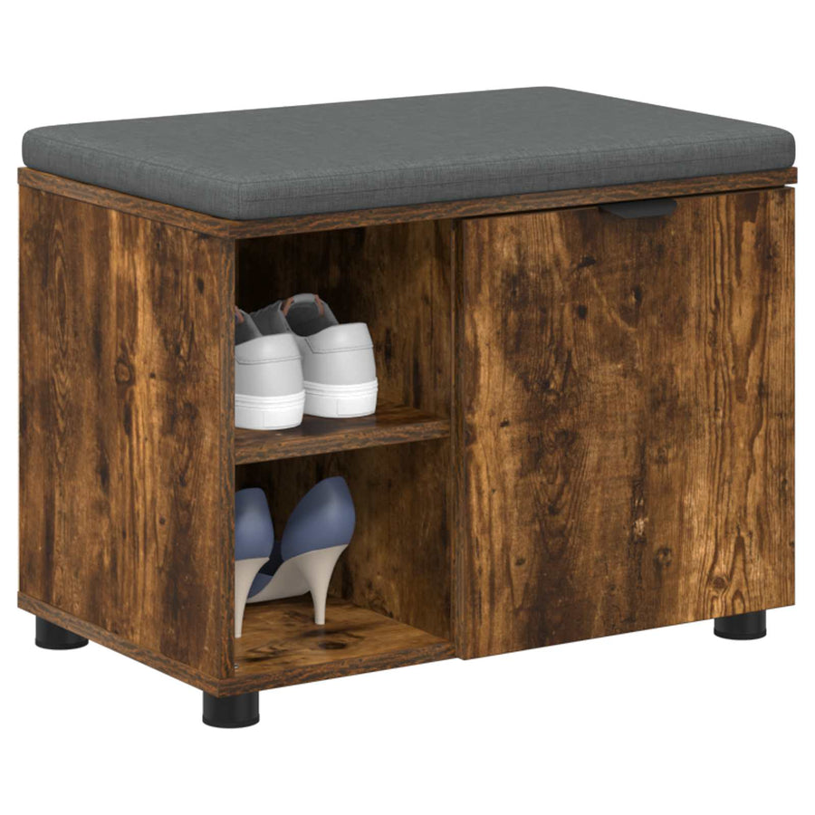 Halbank met kussen Effen Gerookt eiken 60 x 38 x 46 cm
