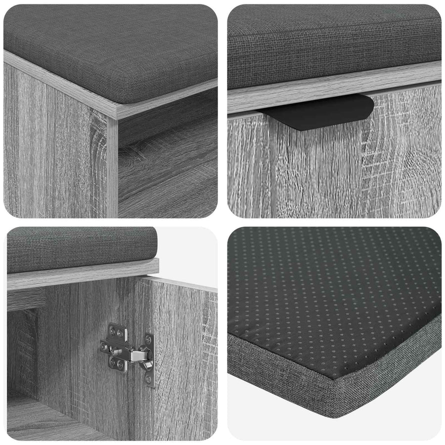 Halbank met kussen Effen Grijs Sonoma 60 x 38 x 46 cm
