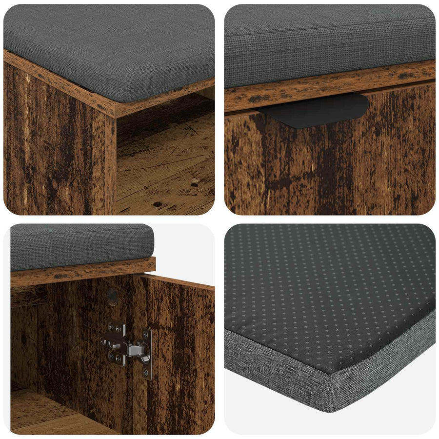 Halbank met kussen Effen Oudhout 60 x 38 x 46 cm