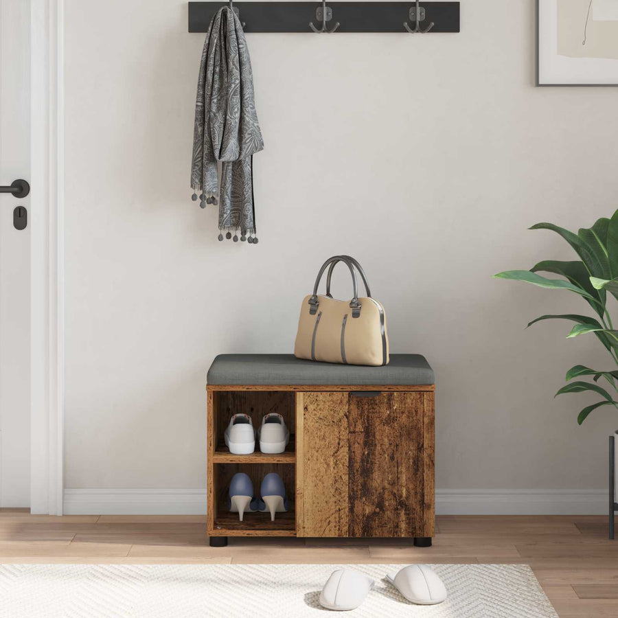 Halbank met kussen Effen Oudhout 60 x 38 x 46 cm