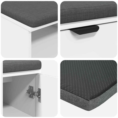 Halbank met kussen Effen Wit 80 x 38 x 46 cm
