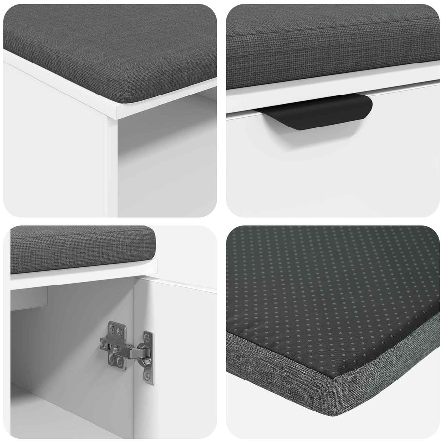 Halbank met kussen Effen Wit 80 x 38 x 46 cm