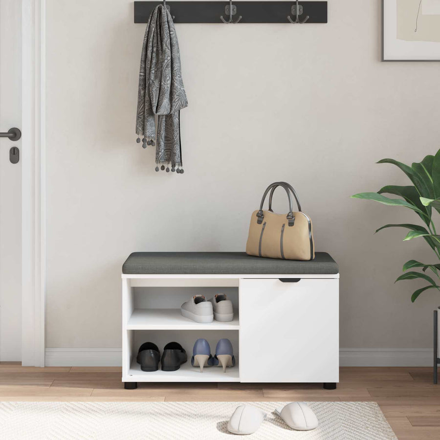 Halbank met kussen Effen Wit 80 x 38 x 46 cm