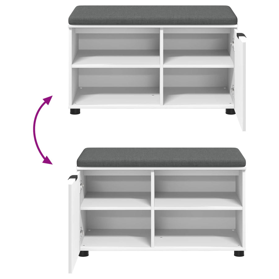 Halbank met kussen Effen Wit 80 x 38 x 46 cm