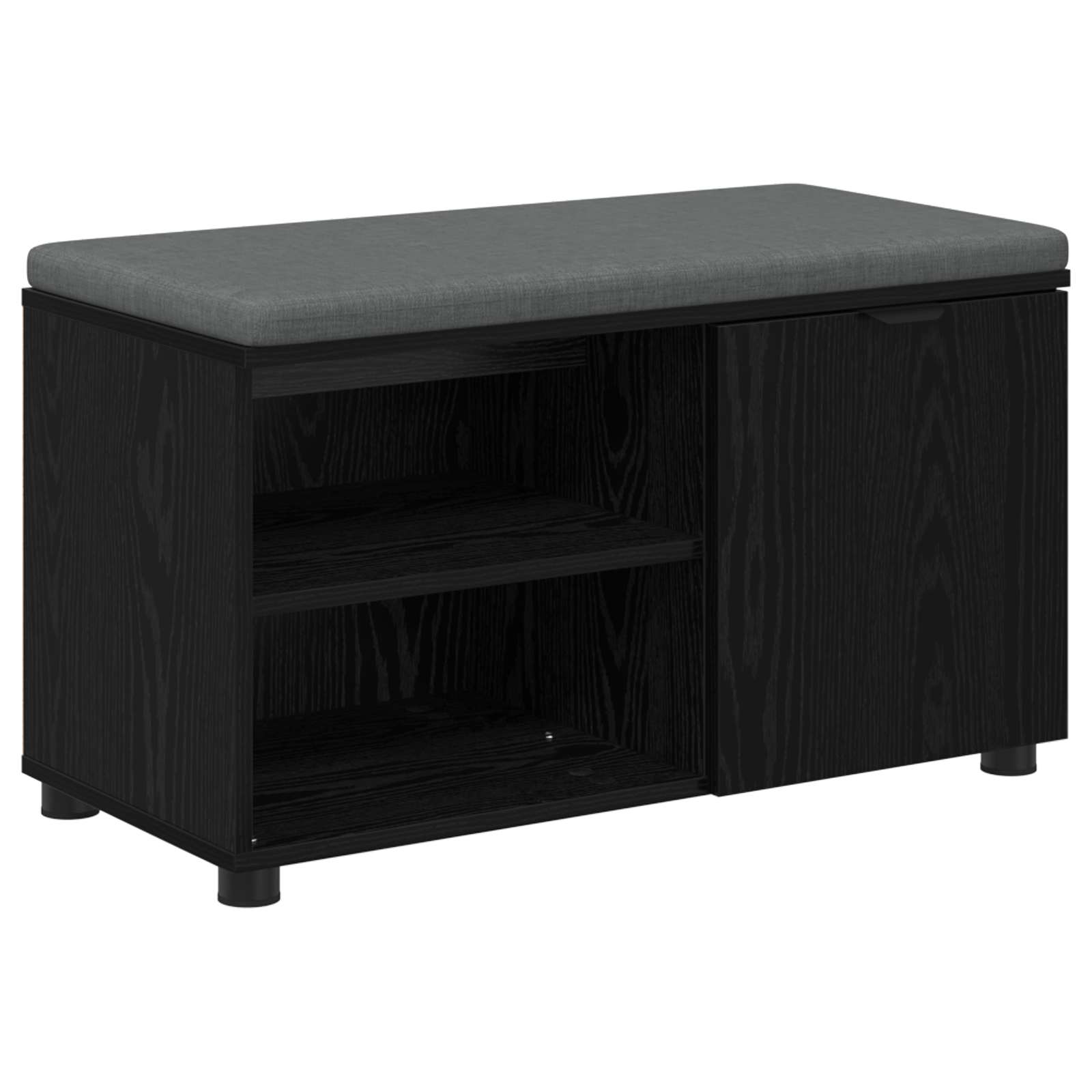 Halbank met kussen Effen Zwart Eiken 80 x 38 x 46 cm