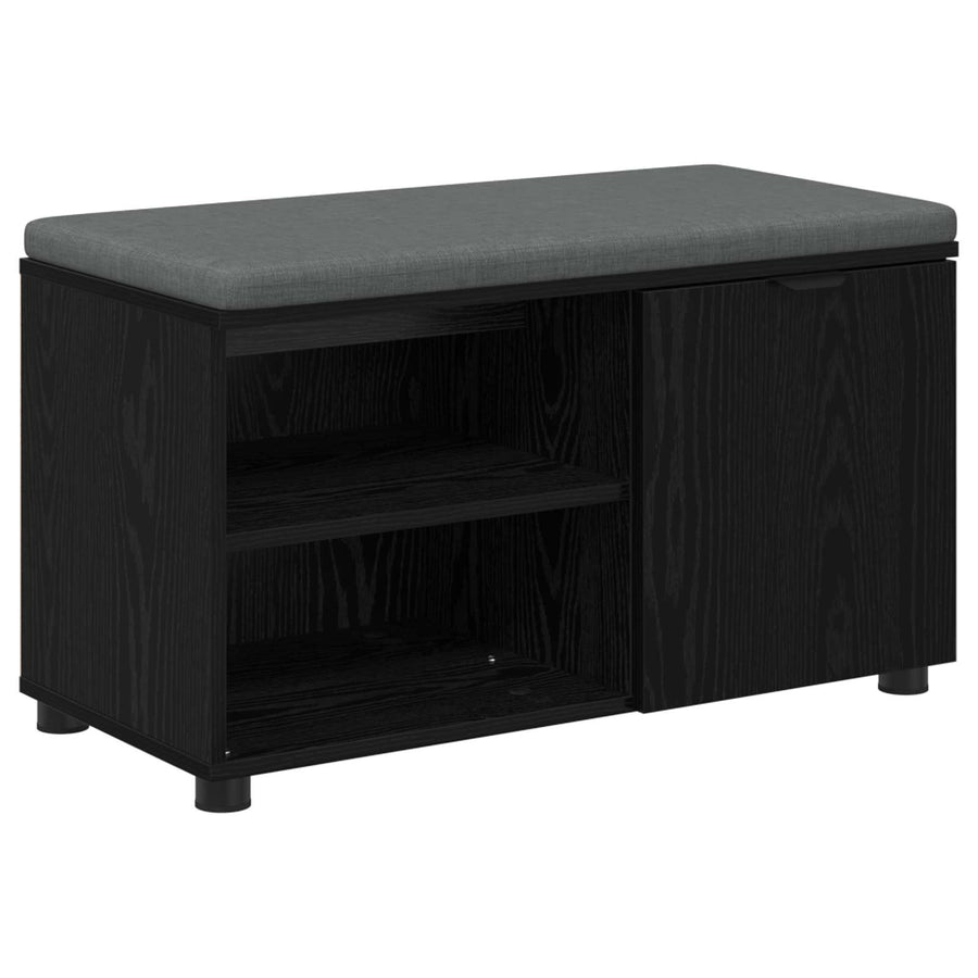 Halbank met kussen Effen Zwart Eiken 80 x 38 x 46 cm