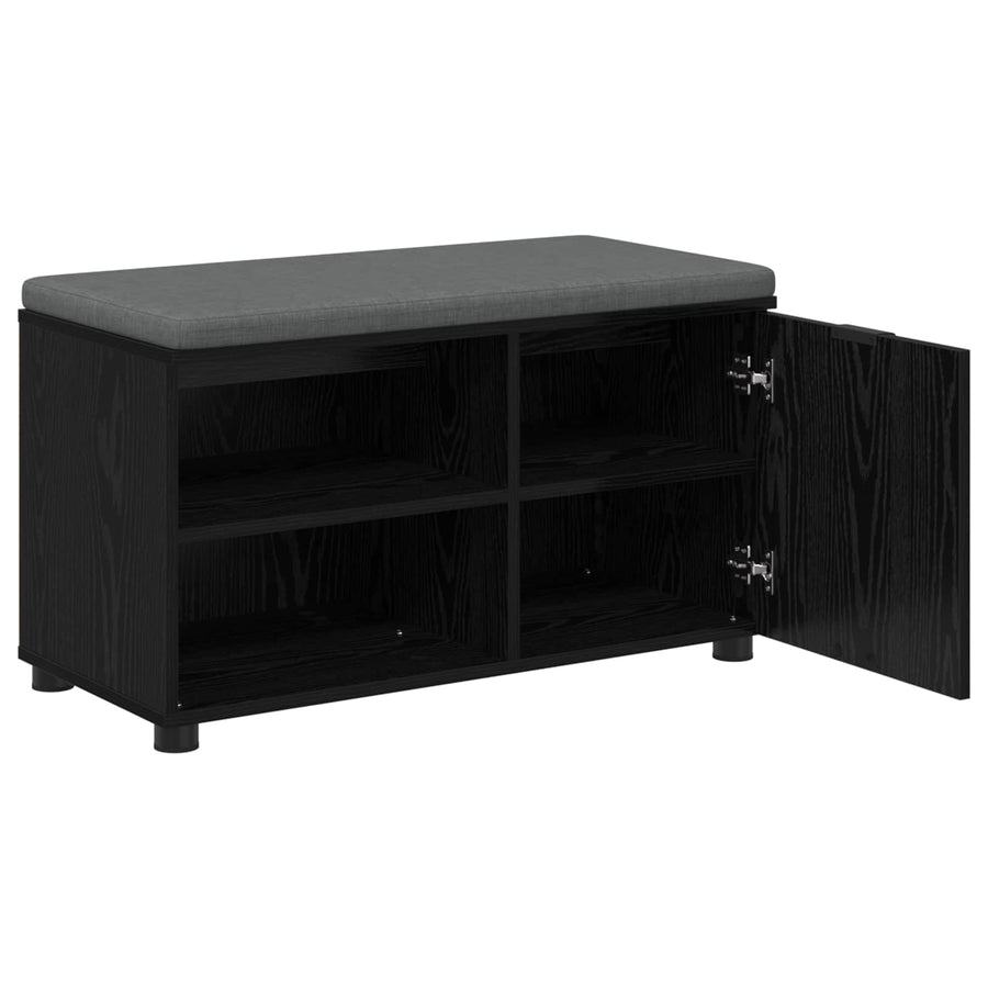 Halbank met kussen Effen Zwart Eiken 80 x 38 x 46 cm