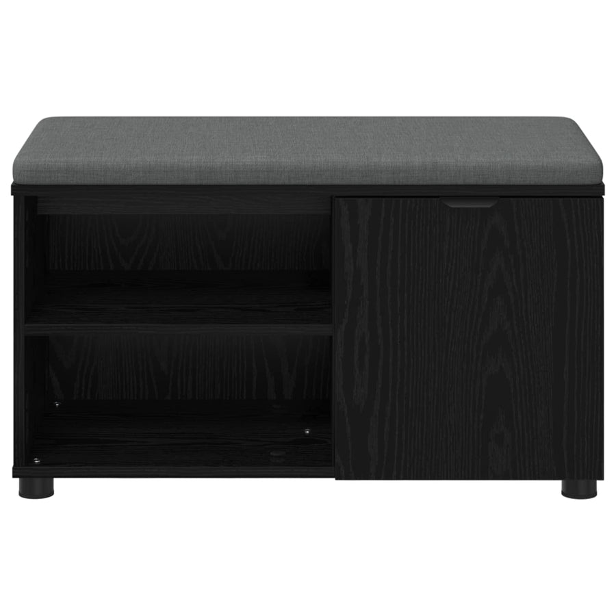 Halbank met kussen Effen Zwart Eiken 80 x 38 x 46 cm