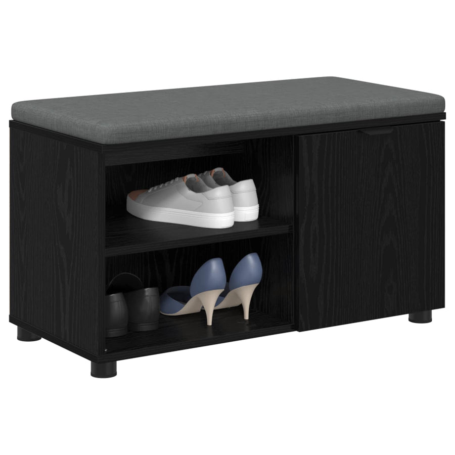 Halbank met kussen Effen Zwart Eiken 80 x 38 x 46 cm