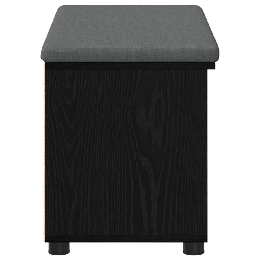 Halbank met kussen Effen Zwart Eiken 80 x 38 x 46 cm