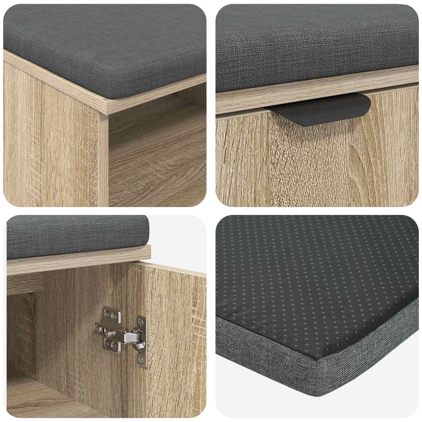 Halbank met kussen Effen Sonoma Eiken 80 x 38 x 46 cm