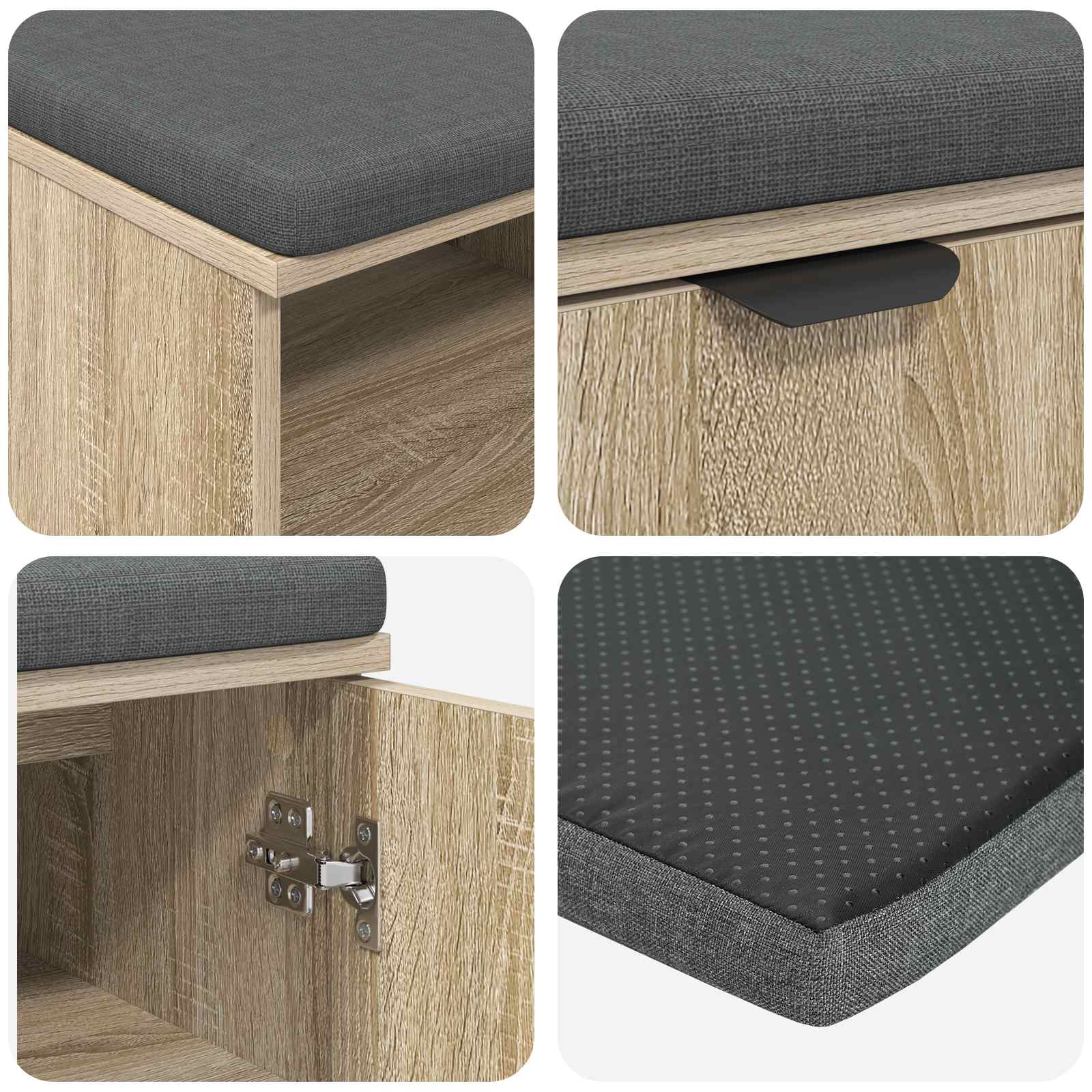 Halbank met kussen Effen Sonoma Eiken 80 x 38 x 46 cm