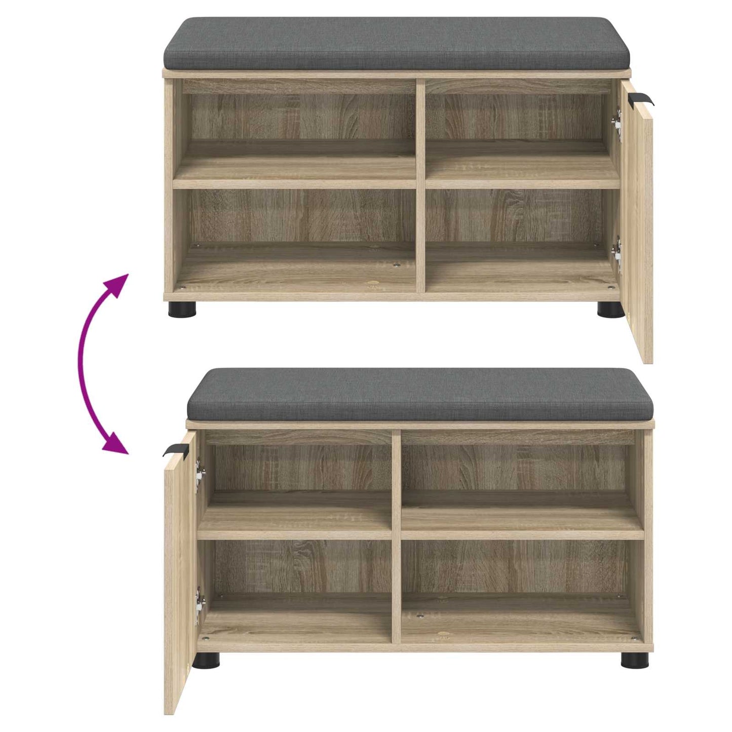 Halbank met kussen Effen Sonoma Eiken 80 x 38 x 46 cm