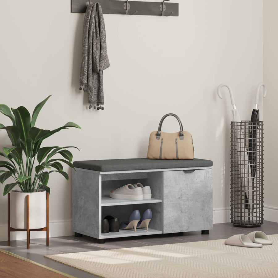 Halbank met kussen Effen Beton Grijs 80 x 38 x 46 cm