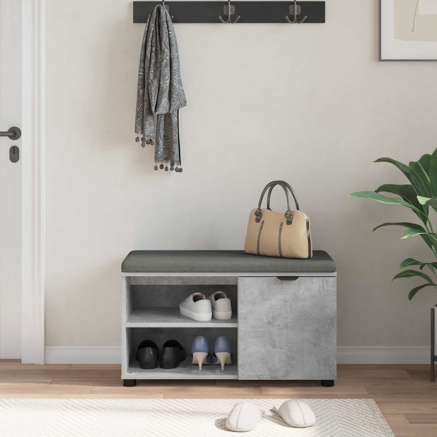 Halbank met kussen Effen Beton Grijs 80 x 38 x 46 cm