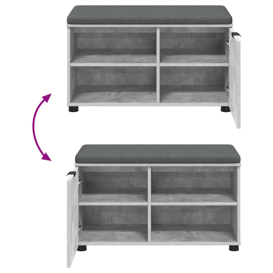 Halbank met kussen Effen Beton Grijs 80 x 38 x 46 cm