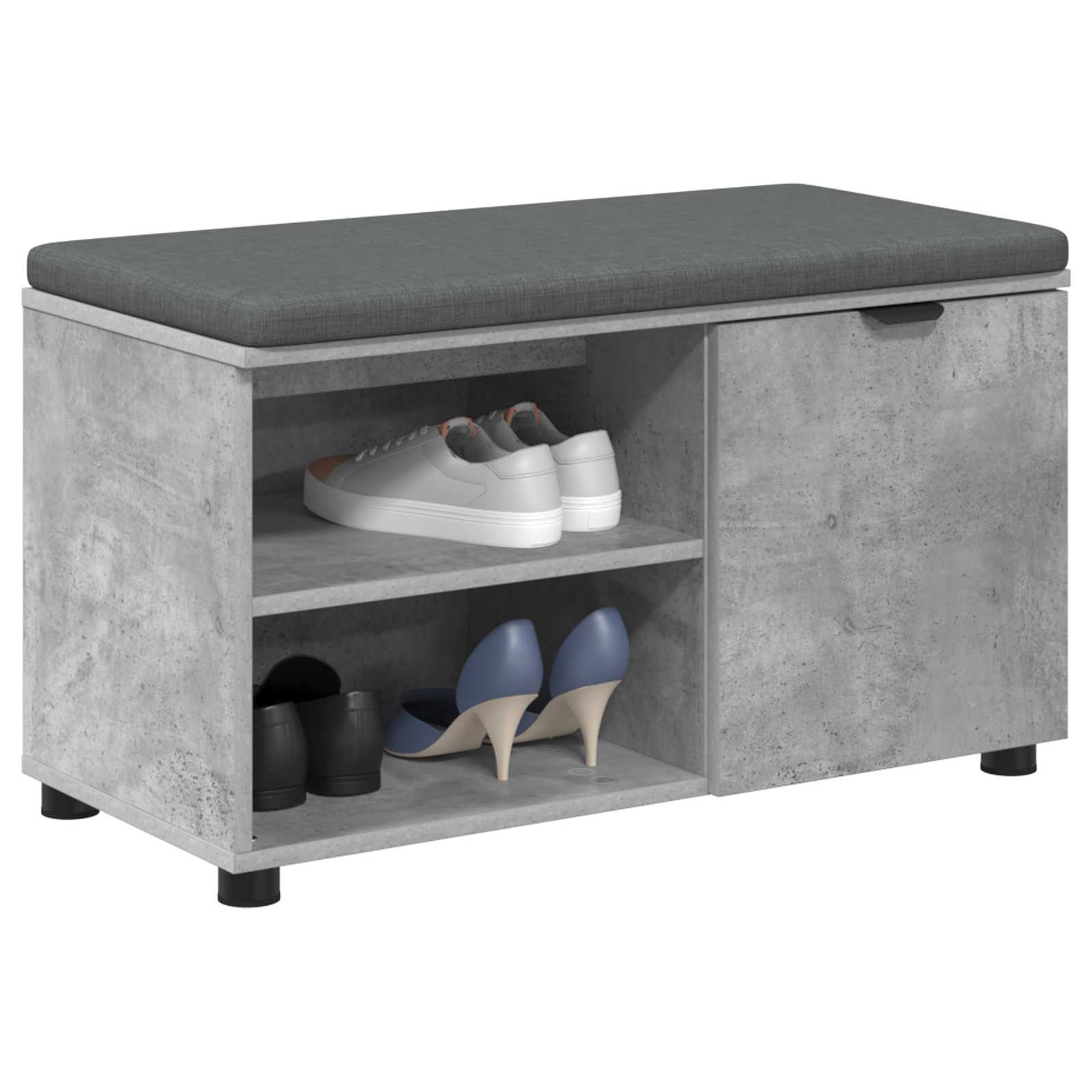 Halbank met kussen Effen Beton Grijs 80 x 38 x 46 cm