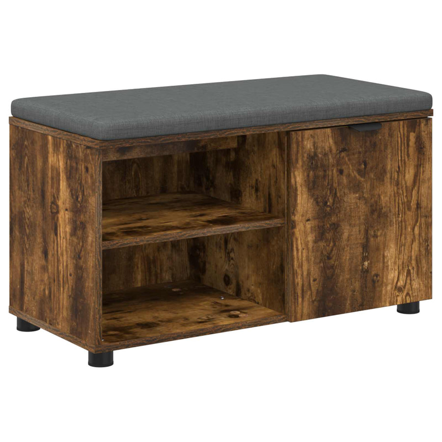 Halbank met kussen Effen Gerookt eiken 80 x 38 x 46 cm