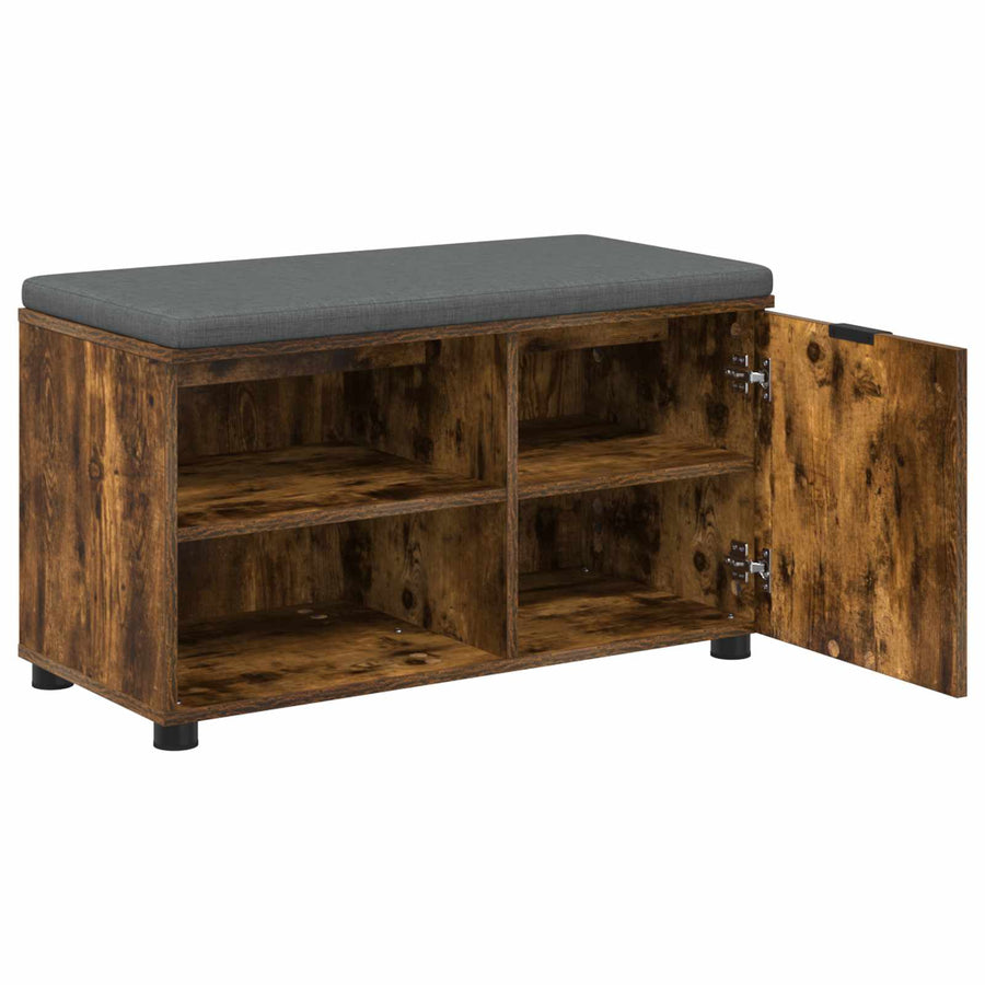 Halbank met kussen Effen Gerookt eiken 80 x 38 x 46 cm