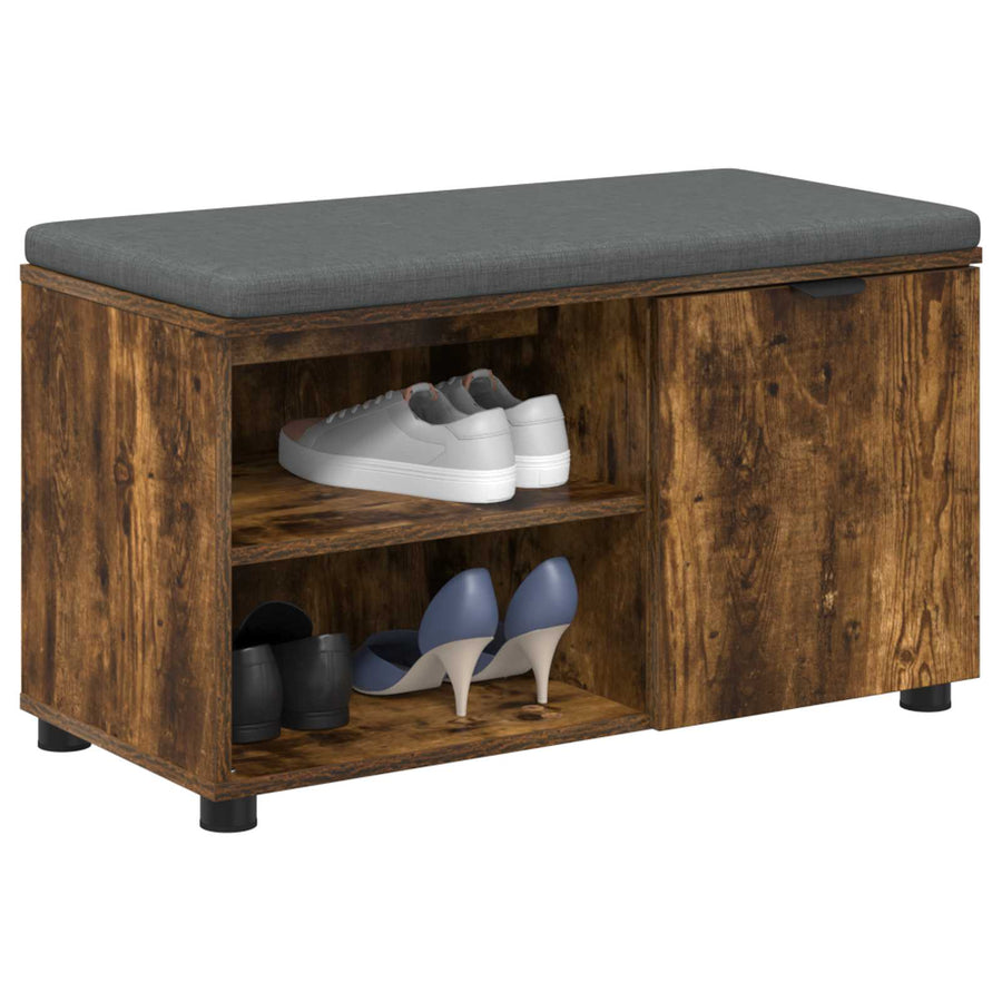 Halbank met kussen Effen Gerookt eiken 80 x 38 x 46 cm