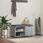 Hall bench with cushion and shelf Grey Sonoma 80 x 38 x 46 cm