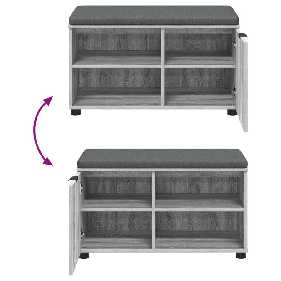 Halbank met kussen Effen Grijs Sonoma 80 x 38 x 46 cm