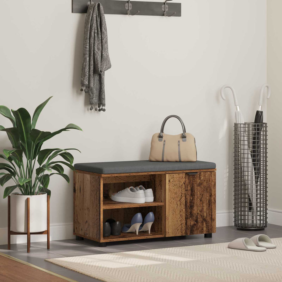 Halbank met kussen Effen Oudhout 80 x 38 x 46 cm