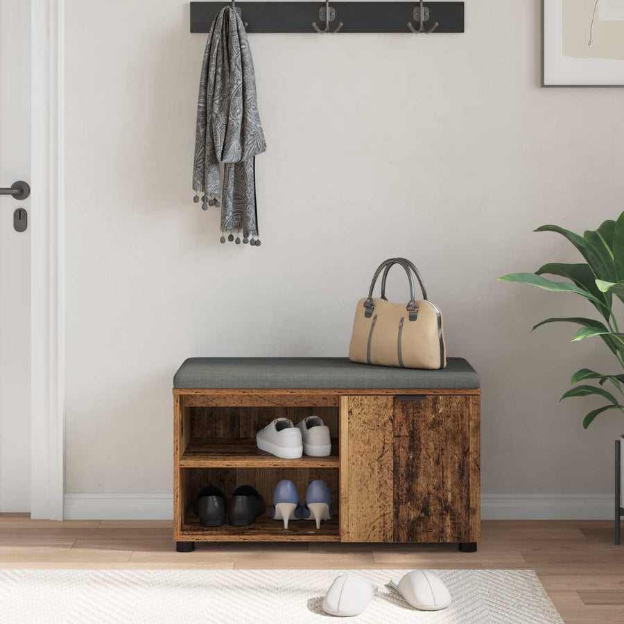 Halbank met kussen Effen Oudhout 80 x 38 x 46 cm