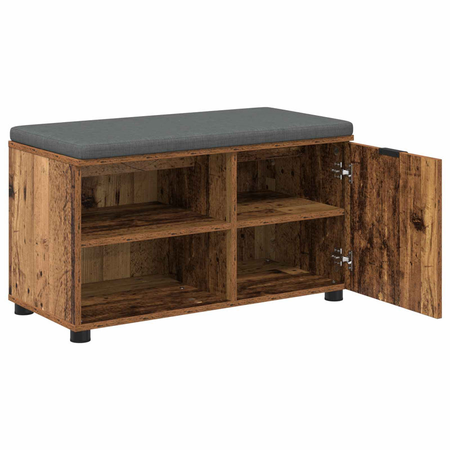 Halbank met kussen Effen Oudhout 80 x 38 x 46 cm
