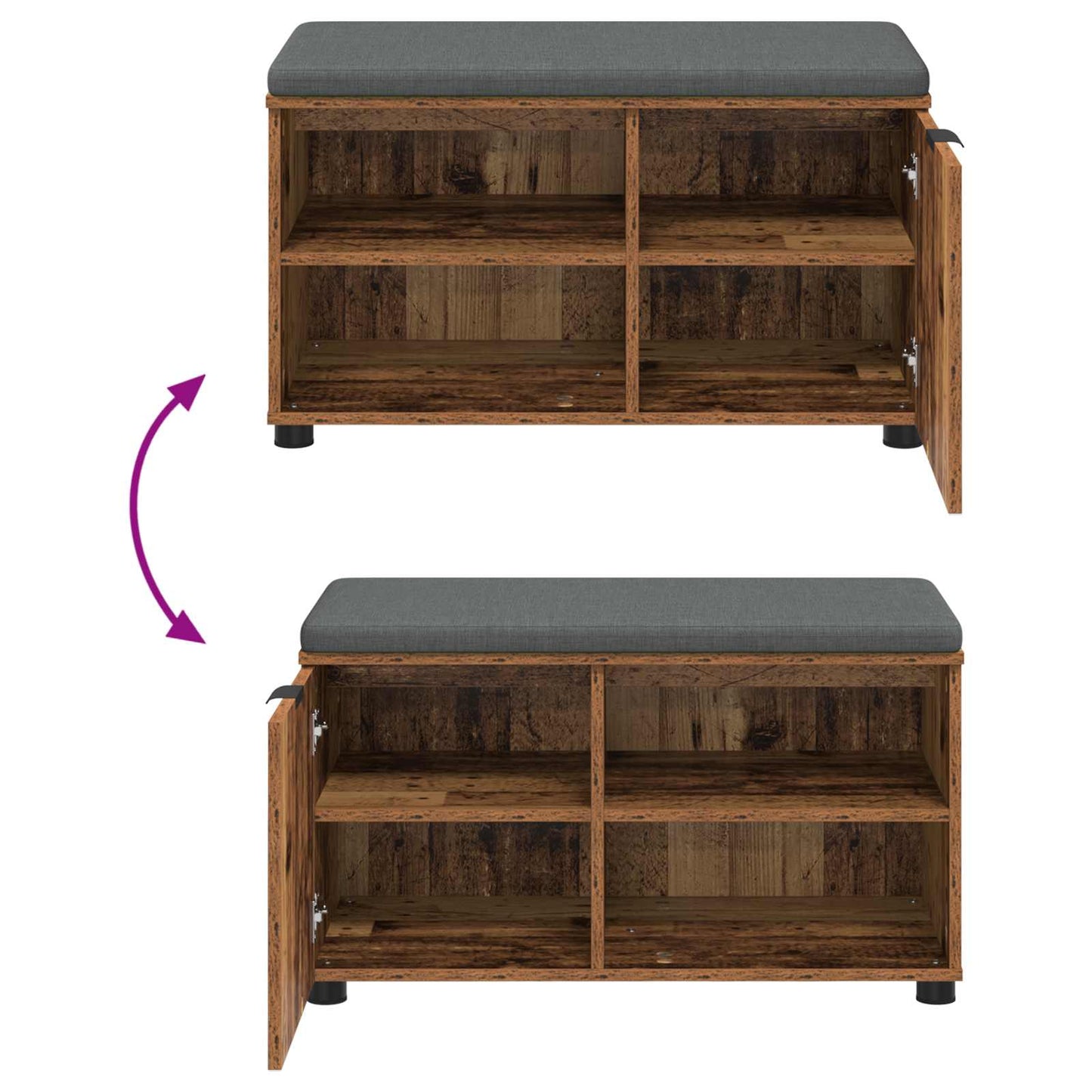 Halbank met kussen Effen Oudhout 80 x 38 x 46 cm