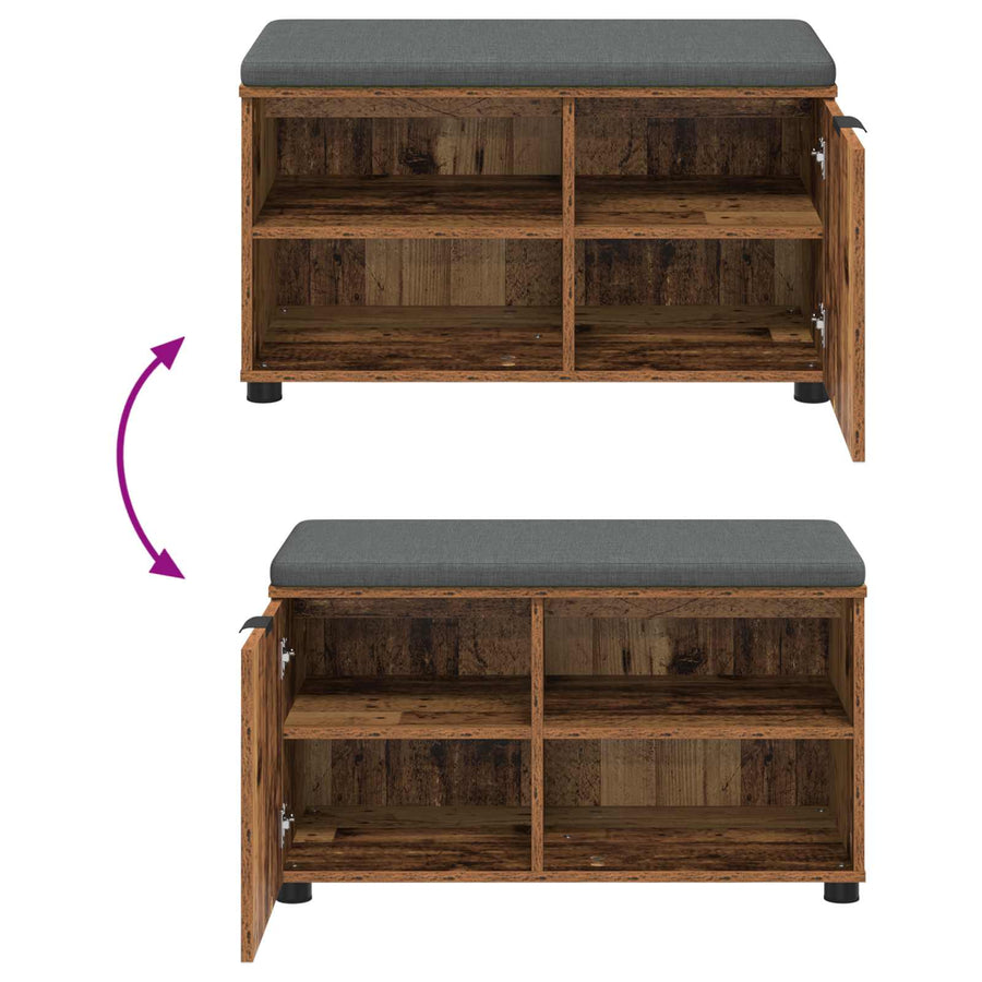 Halbank met kussen Effen Oudhout 80 x 38 x 46 cm