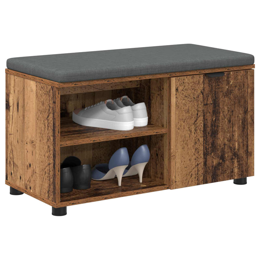 Halbank met kussen Effen Oudhout 80 x 38 x 46 cm