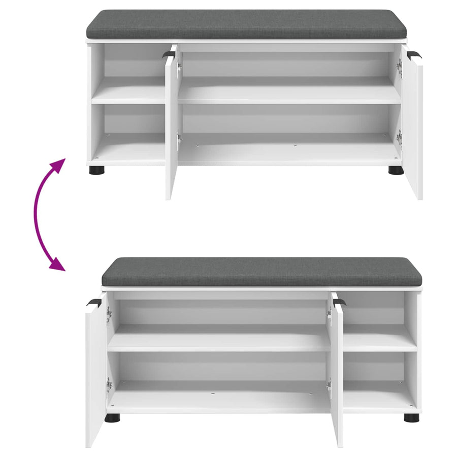 Halbank met kussen Effen Wit 100 x 38 x 46 cm