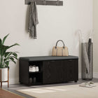 Hall bench with cushion and shelf Black Oak 100 x 38 x 46 cm