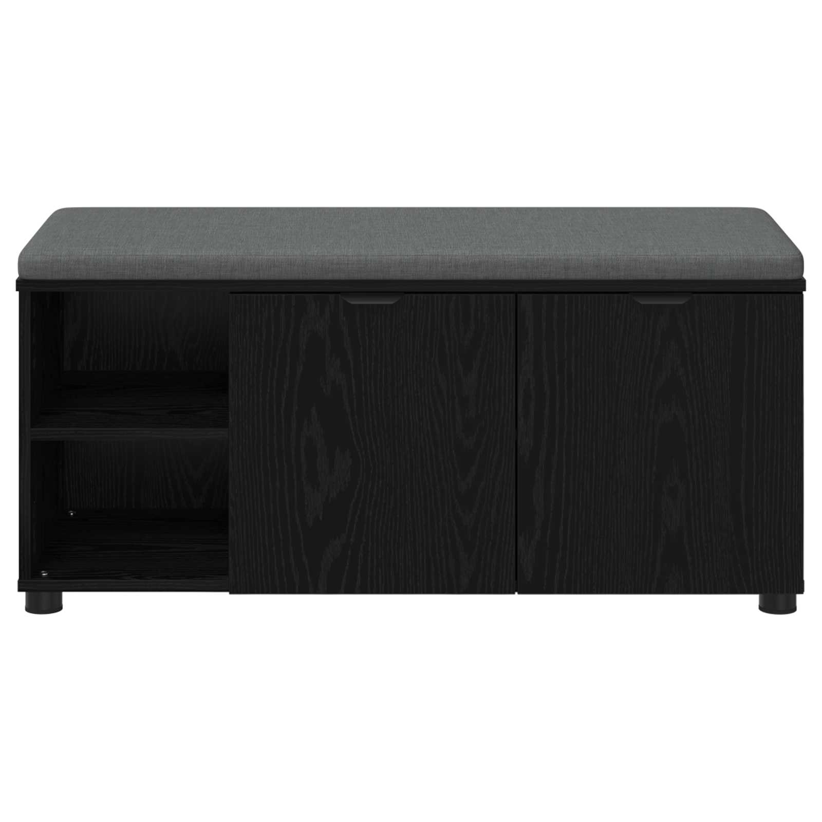 Halbank met kussen Effen Zwart Eiken 100 x 38 x 46 cm