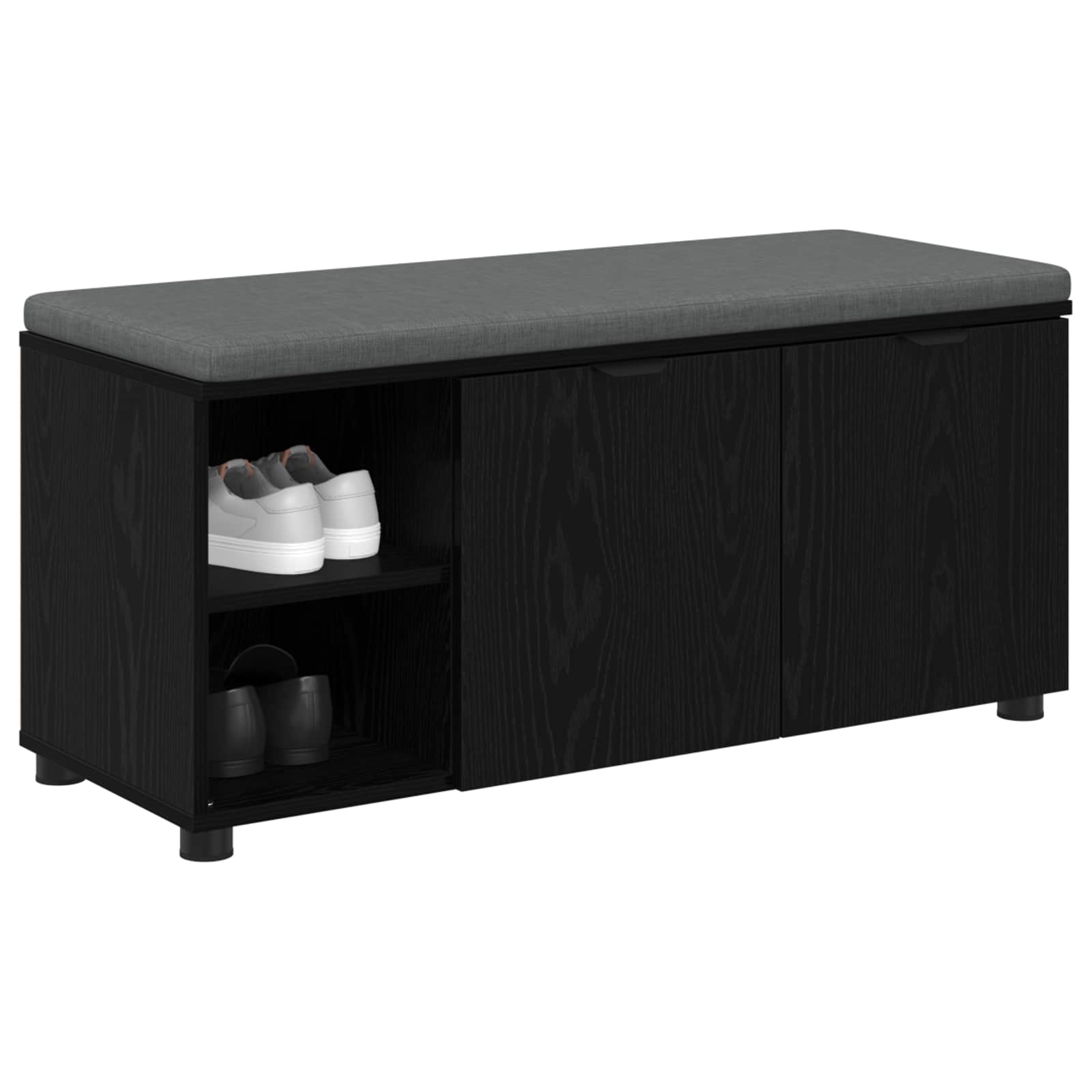 Halbank met kussen Effen Zwart Eiken 100 x 38 x 46 cm