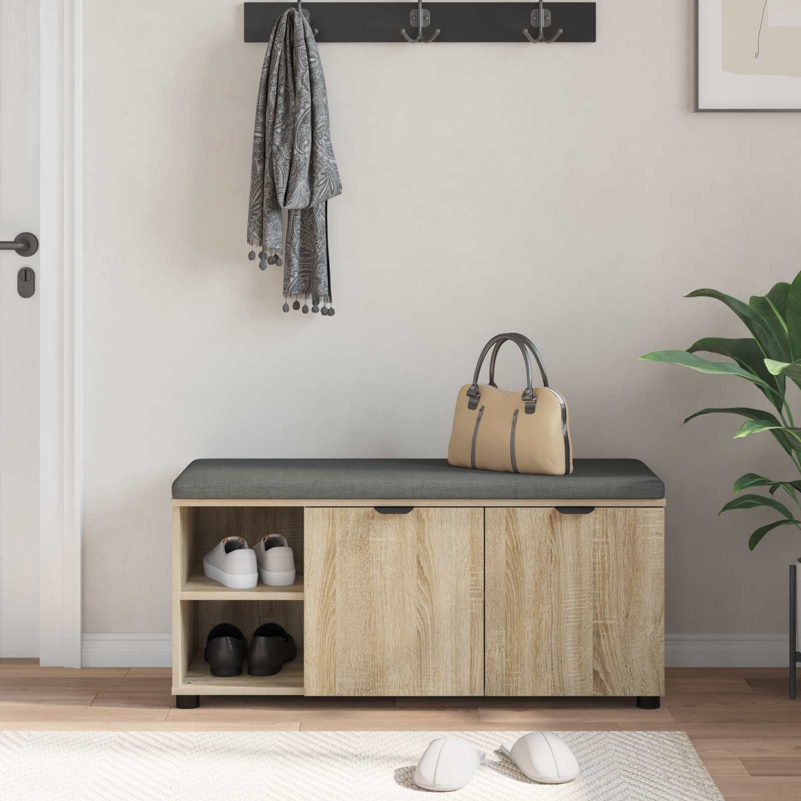 Halbank met kussen Effen Sonoma Eiken 100 x 38 x 46 cm