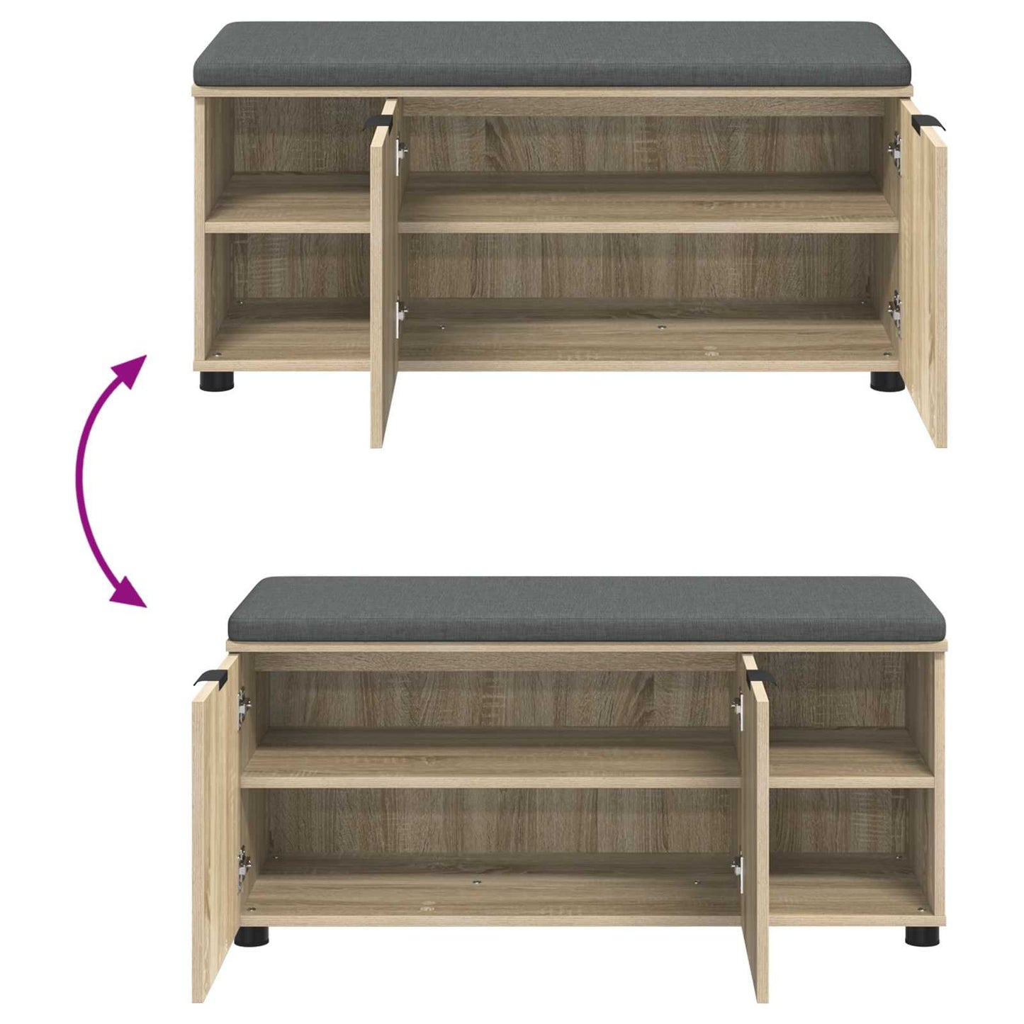 Halbank met kussen Effen Sonoma Eiken 100 x 38 x 46 cm