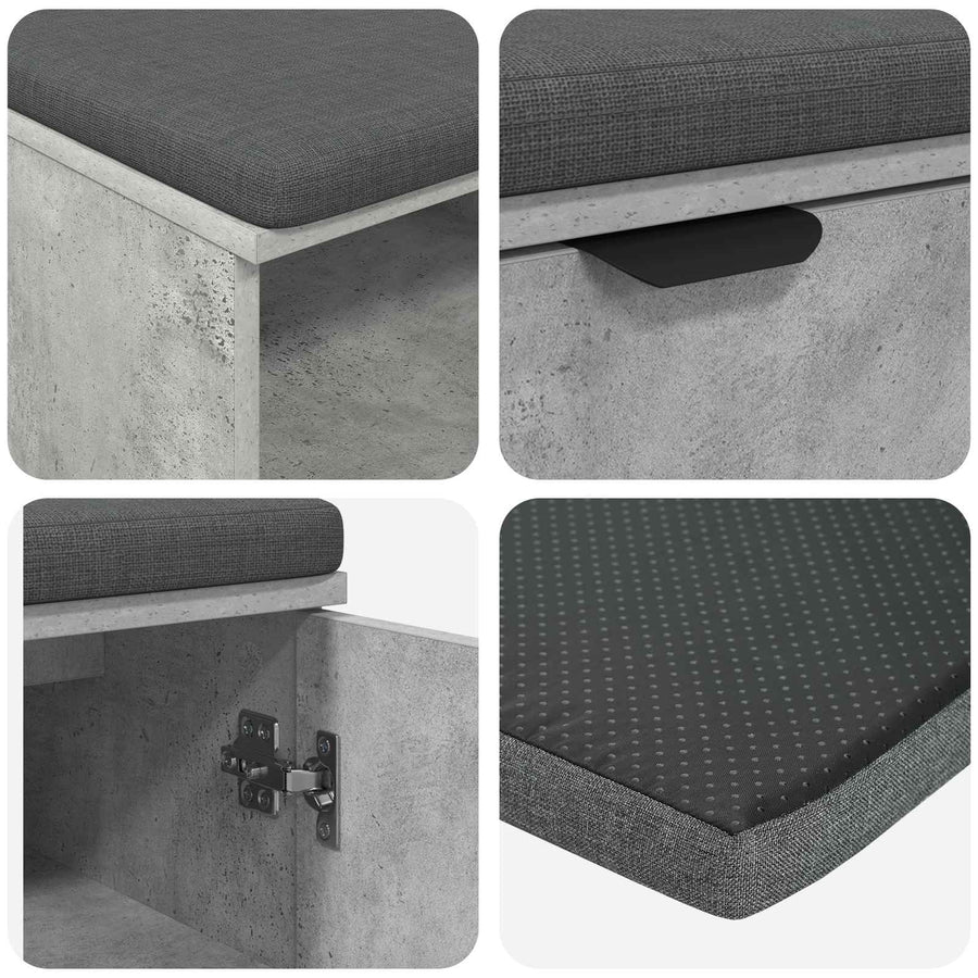 Halbank met kussen Effen Beton Grijs 100 x 38 x 46 cm
