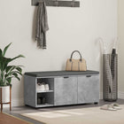 Hall bench with cushion with shelf Concrete Grey 100 x 38 x 46 cm