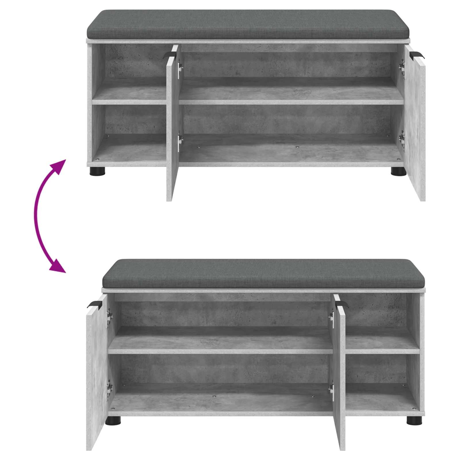 Halbank met kussen Effen Beton Grijs 100 x 38 x 46 cm