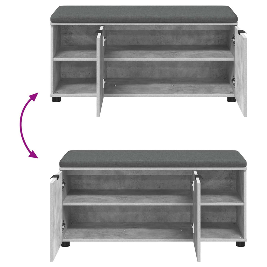 Halbank met kussen Effen Beton Grijs 100 x 38 x 46 cm