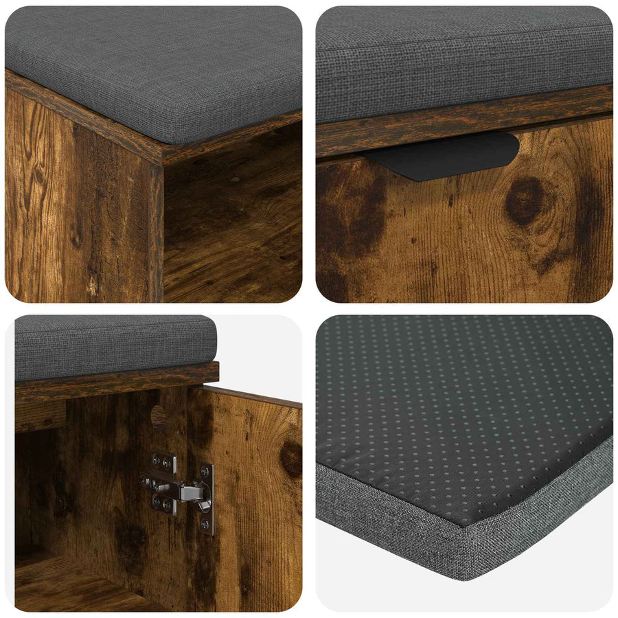 Halbank met kussen Effen Gerookt eiken 100 x 38 x 46 cm