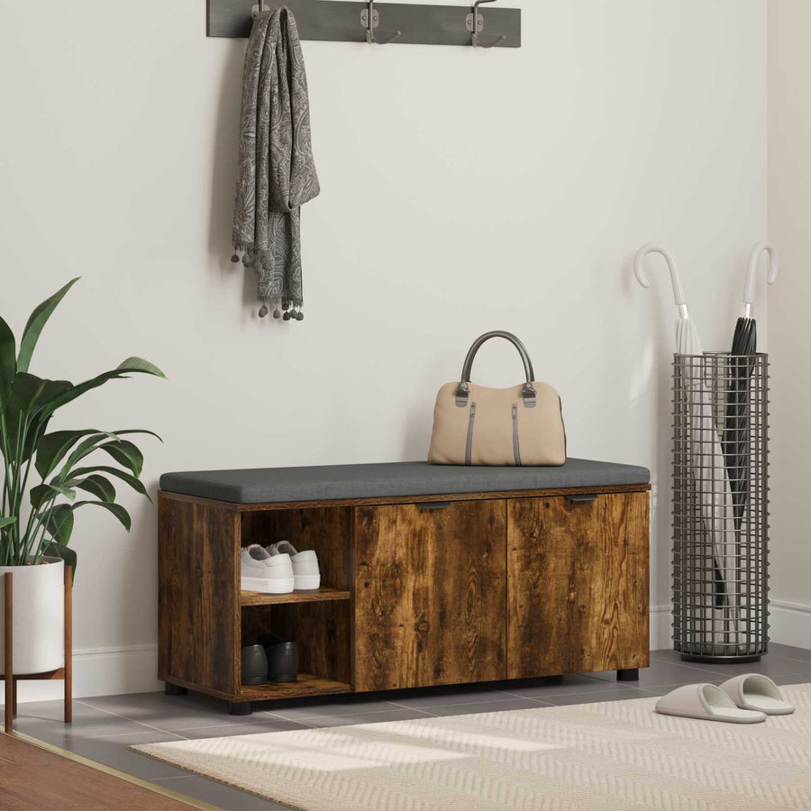 Halbank met kussen Effen Gerookt eiken 100 x 38 x 46 cm