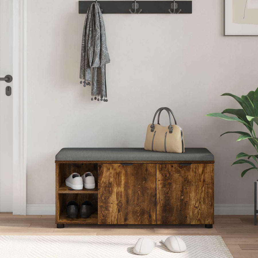 Halbank met kussen Effen Gerookt eiken 100 x 38 x 46 cm