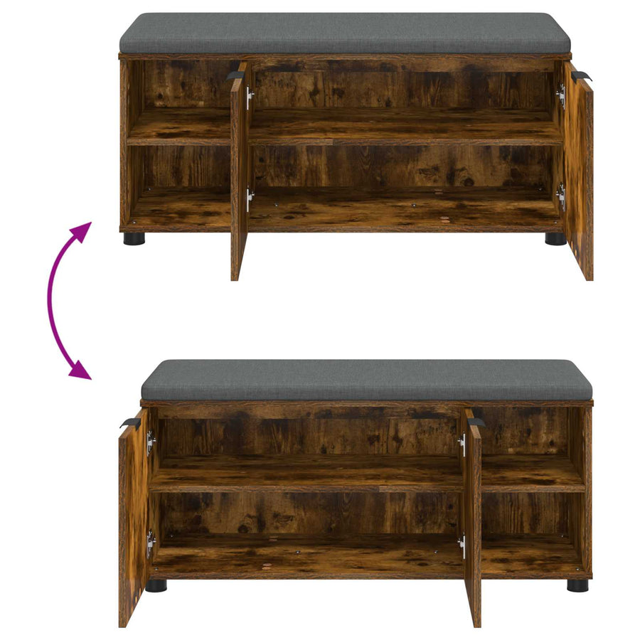 Halbank met kussen Effen Gerookt eiken 100 x 38 x 46 cm
